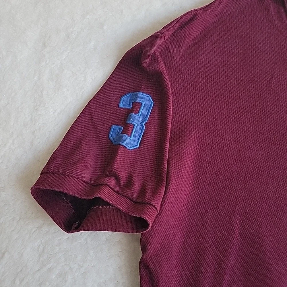 Vintage Polo Ralph Lauren Men's XXL Big Pony Short‎ Sleeve Burgundy Polo Shirt